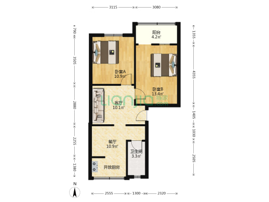 树藩大街361号 2室2厅1卫 62平方
