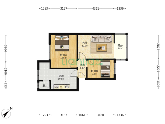 鹅岭正街 2室1厅1卫 66平方
