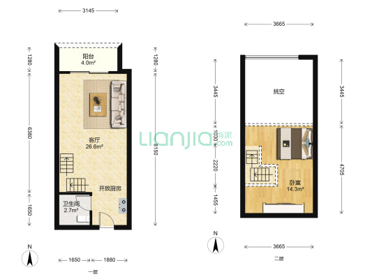 富宾星悦国际 1室1厅1卫 50平方