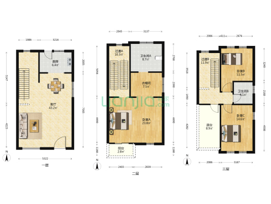 碧桂园滨湖城蓝湖郡苑 3室1厅2卫 164平方