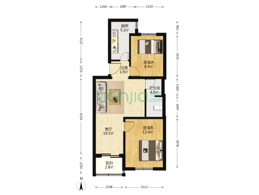 广安苑一期 2室1厅1卫 71平方
