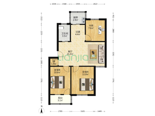 省教育厅宿舍 3室1厅1卫 77平方