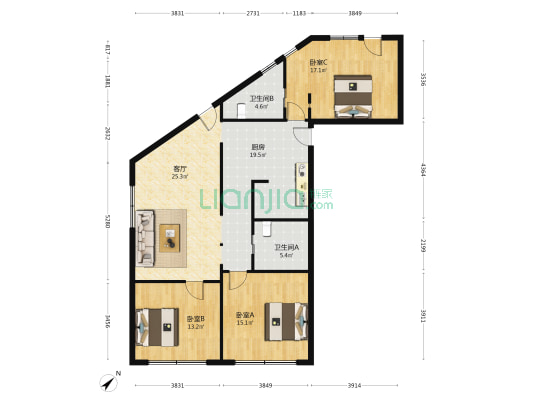 爱国路81号 3室1厅2卫 132平方