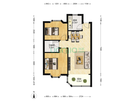 金泉综和大楼 2室1厅1卫 78平方