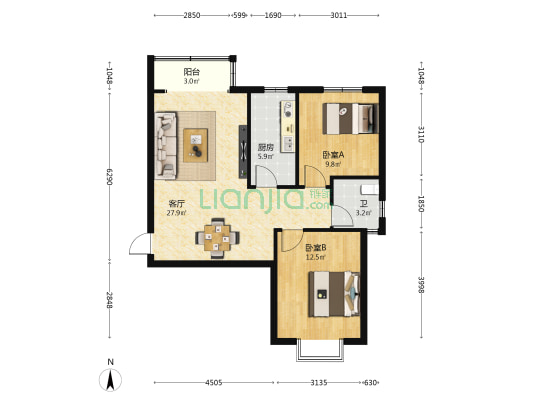 南高营五区 2室1厅1卫 90平方