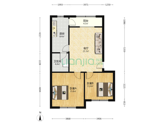 庆安小区 2室1厅1卫 85平方