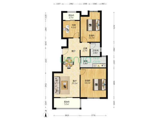 东都华府 3室1厅1卫 99平方