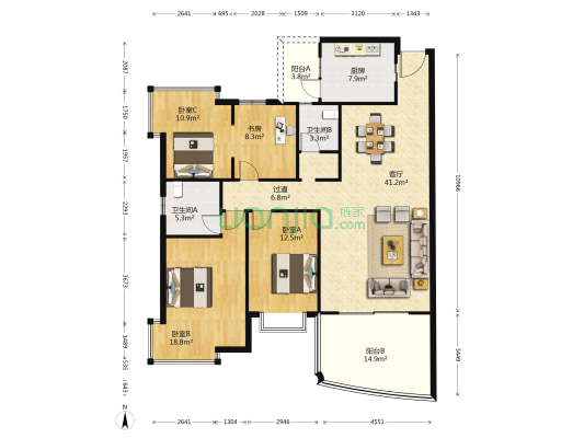 技监局集资房 4室1厅2卫 161平方