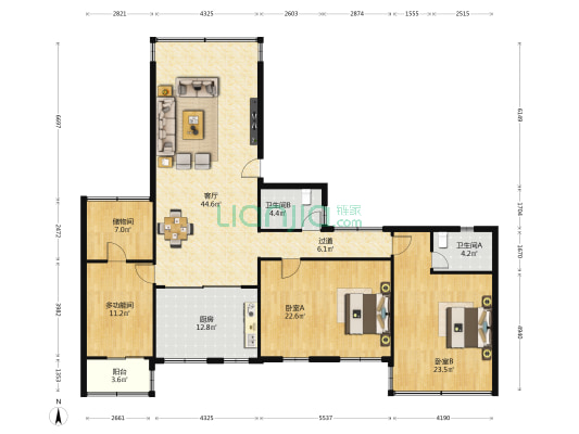 蛇口边检生活小区 3室1厅2卫 137平方