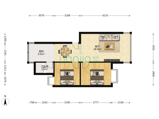 油漆厂家属院 2室1厅1卫 67平方