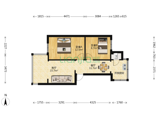北京路778号 2室2厅1卫 47平方