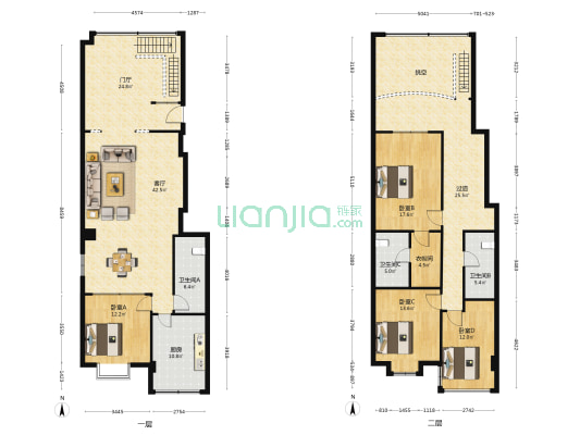 实遵丽苑 4室1厅3卫 208平方