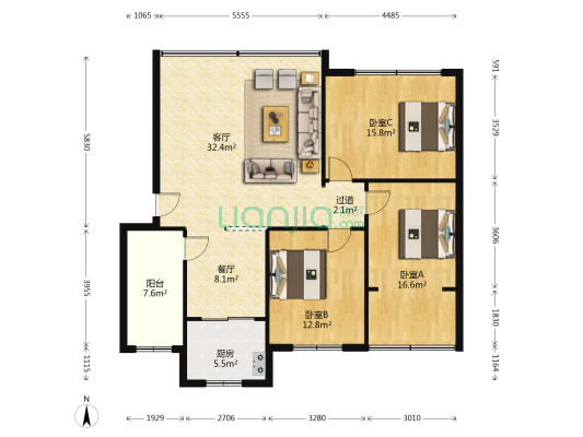 西南石油局川西采输处宿舍楼 3室2厅0卫 110平方