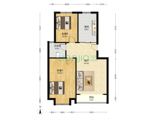 锦绣花苑(城阳) 2室1厅1卫 91平方