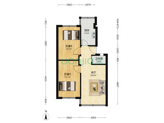 石岗路34号大院 2室1厅1卫 56平方