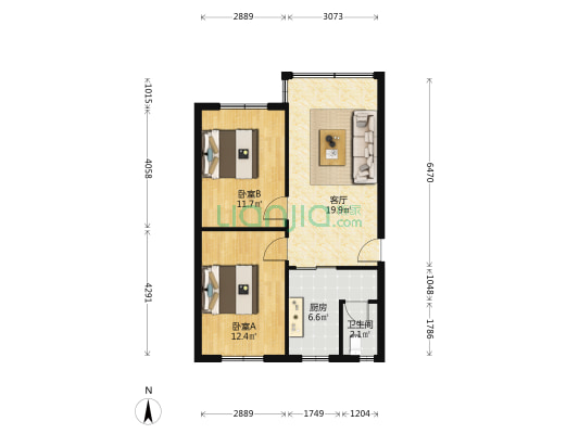 东街49号 2室1厅1卫 65平方