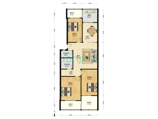 按察司街94-1号 3室2厅2卫 138平方