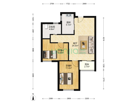 在水一方西区 2室1厅1卫 79平方