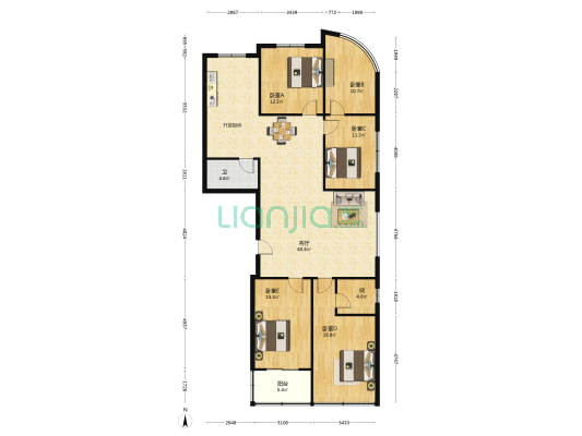 定王府小区 5室1厅1卫 186平方