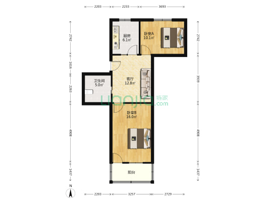 板桥新村东区 2室1厅1卫 69平方