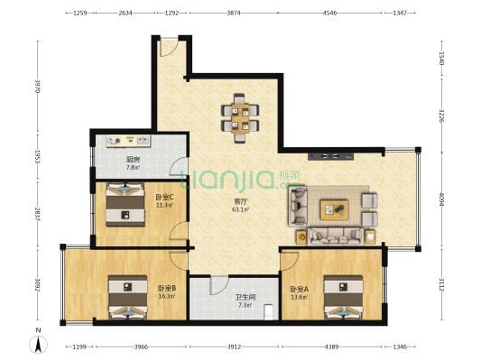 水电局家属院 3室1厅1卫 148平方