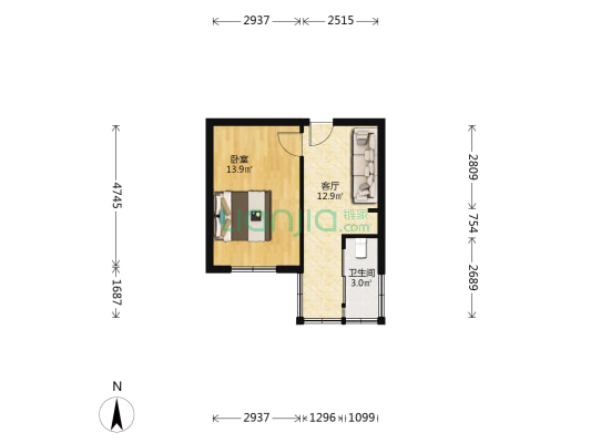 圣天社区 1室1厅1卫 35平方