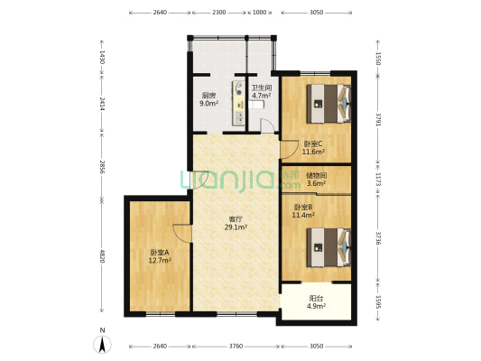 山西城联迎泽小区 3室1厅1卫 102平方