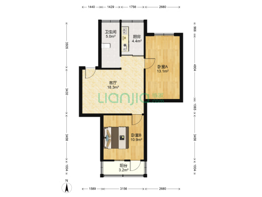 华中西路一百九十二号 2室1厅1卫 69平方