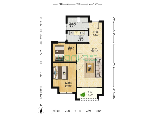 碧桂园枫境澜庭 2室1厅1卫 71平方