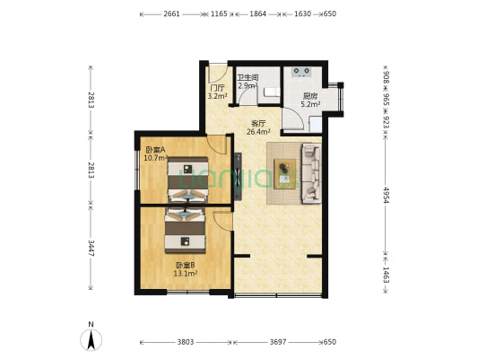 渝城公寓 2室1厅1卫 76平方