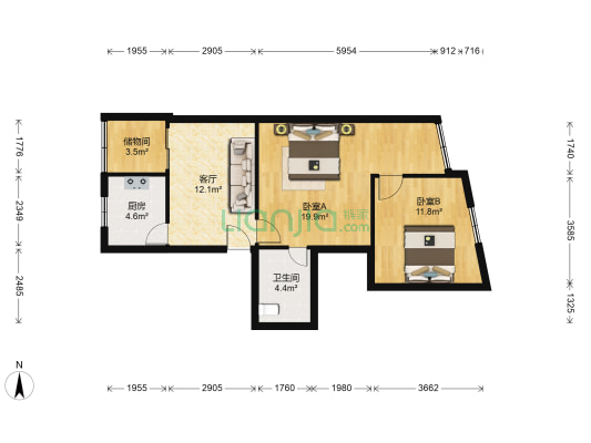珠江社区 2室1厅1卫 66平方