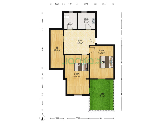 北码头134号 2室1厅1卫 67平方