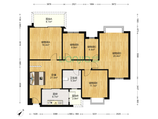 翡翠城一期 1室0厅1卫 113平方