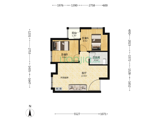 科雅印象小区 2室1厅1卫 68平方