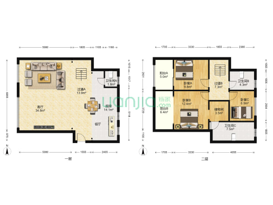 滇池俊府 3室1厅3卫 114平方