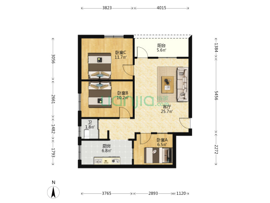 埔前街18号 3室1厅1卫 79平方