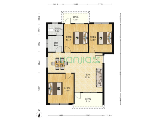 新农街十号 3室1厅1卫 99平方