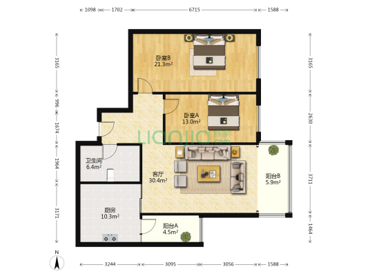 龙悦大厦 2室1厅1卫 124平方