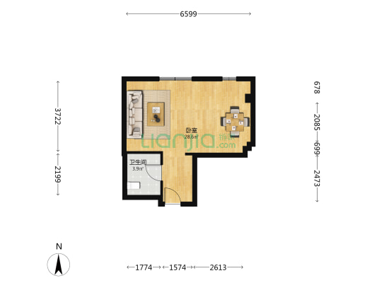 中国铁建梧桐汇 1室0厅1卫 48平方
