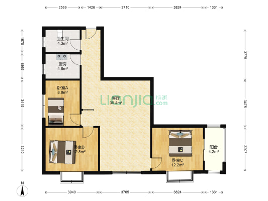 安福苑 3室1厅1卫 113平方