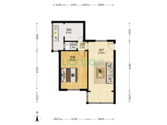 双林二巷4号 1室1厅1卫 52平方