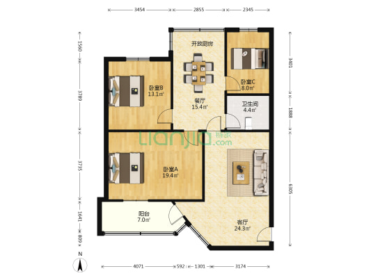 燕塘工业园小区 3室2厅1卫 98平方