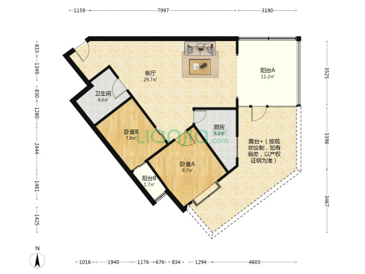 爱家天地A区 2室1厅1卫 78平方