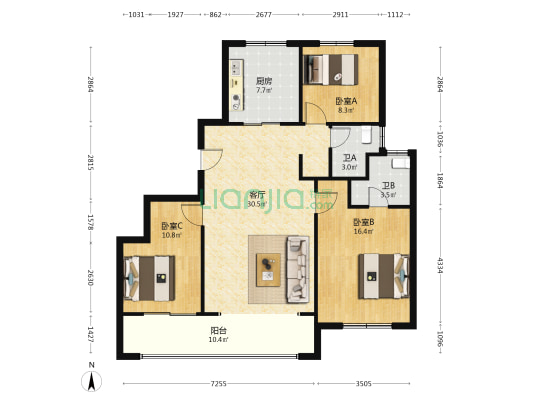 三盛·汝悦未央 3室1厅2卫 114平方