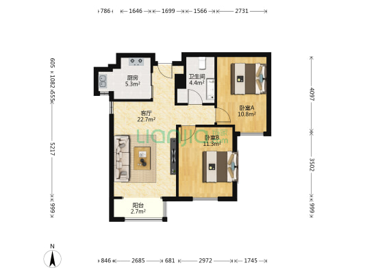 大连海湾城四期 2室1厅1卫 81平方