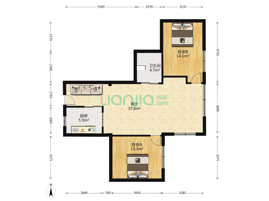 北湖路3至5号 2室1厅1卫 94平方