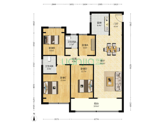 金源天宸 4室1厅2卫 137平方