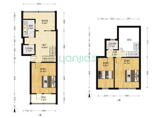 科学园南里七区 3室1厅2卫 87平方