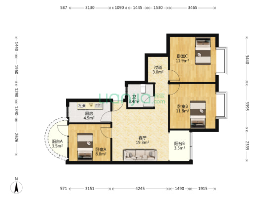 和平小区 3室1厅1卫 67平方