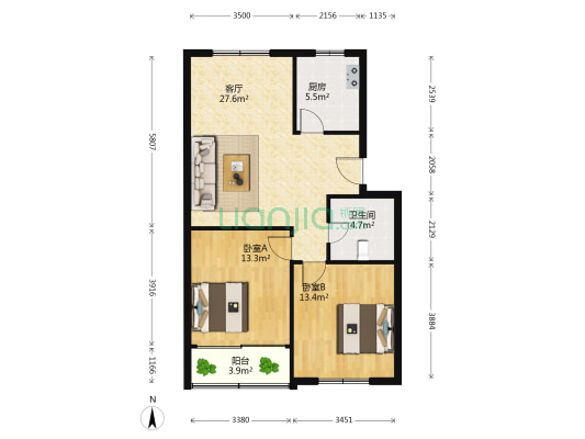 碧云北里 2室1厅1卫 83平方
